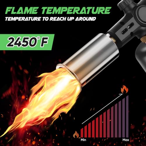 KOACKL Propane Torch Head, Kitchen Blow Torch Gun, Campfire Charcoal Starter, Grill Torch with Igniter, Adjustable Flame f...