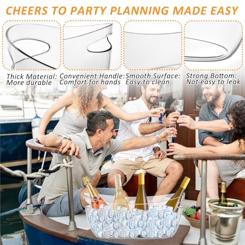 2 PCS Clear Ice Bucket Set - 5L Ice Buckets for Parties with Ice Bucket Scoop, Champagne Beer Tub Wine Beverage Bucket for...