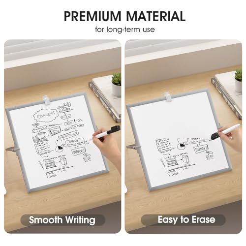 MaxGear (Bundle of 2 Sets) 10" x 10" Small Dry Erase Board, Aluminium Frame White Board with Stands, Magnetic Double-Sided...