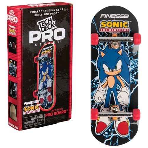 TECH DECK, Finesse X Sonic The Hedgehog Pro Series Finger Board with Storage Display, Built for Pros; Authentic Mini Skateboards, Kids Toys for Ages 6 and up