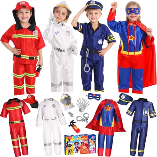 Toddler Dress Up Clothes Boys Dress Up Costumes for Kids Pretend Play, Firefighter, Police, Astronaut, Hero Capes for Kids...