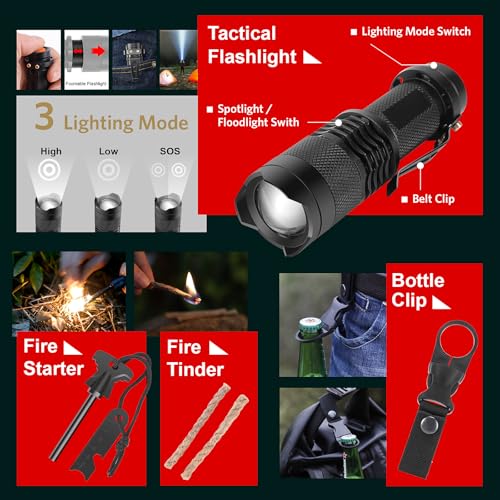 Gifts for Men, Women, Dad Christmas PIXATO Survival Kits, Survival Gear and Equipment 116-in-1, Emergency Kit with First A...