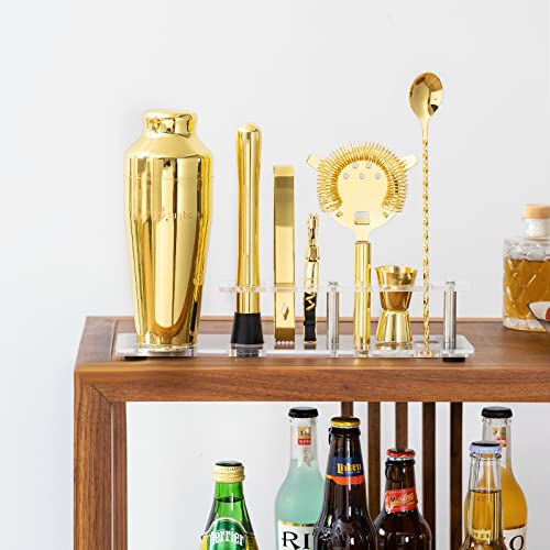 Btuqbu Cocktail Shaker Set with Arcylic Stand, Mixology Bartender Kit for Drink Mixing | Mixology Set with 7 Bar Set Tools...