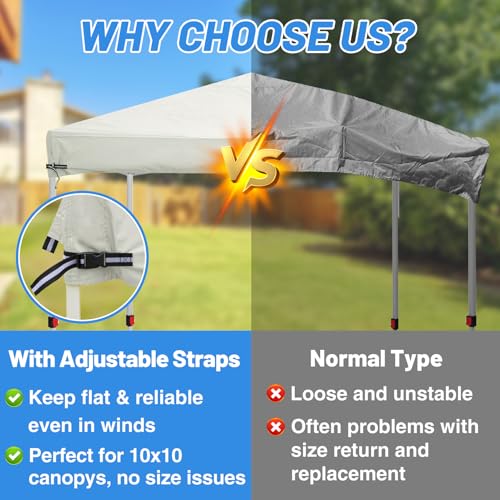 10x10 Adjustable Pop Up Canopy Replacement Top - Heavy Duty Canopy Tent Cover, with Waterproof Silver Coated, for Outdoor ...