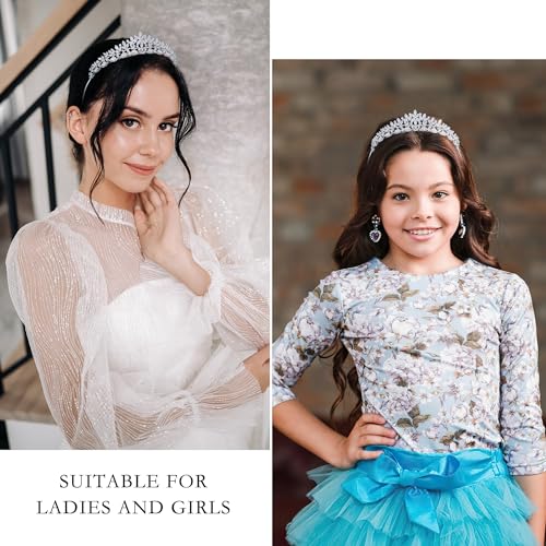 FASNAHOK Silver CZ Wedding Tiaras for Brides Floral Princess Crowns for Women Cubic Zirconia Bridal Headband Girls Sweet 1...