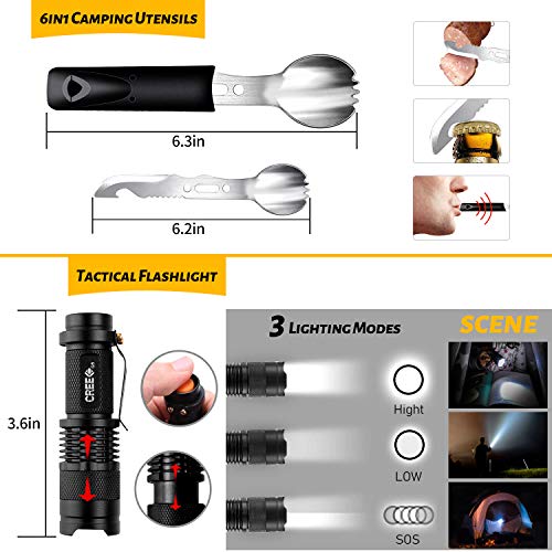 ANTARCTICA Emergency Survival Gear Kits 60 in 1, Outdoor Survival Tool with Emergency Bracelet Whistle Flashlight Pliers P...