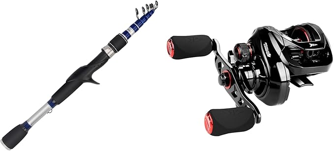 KastKing Compass Telescopic Fishing Rods, Casting Rod, 7ft - Medium Heavy - Fast & KastKing Royale Legend II Baitcasting R...