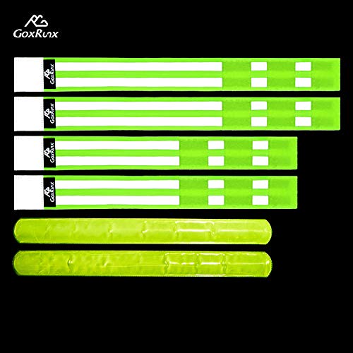 GoxRunx Reflective Bands Running Gear 6 Pack-Adjustable Reflective Armband Arm Wrist Ankle Leg Bands Reflectors -Reflectiv...