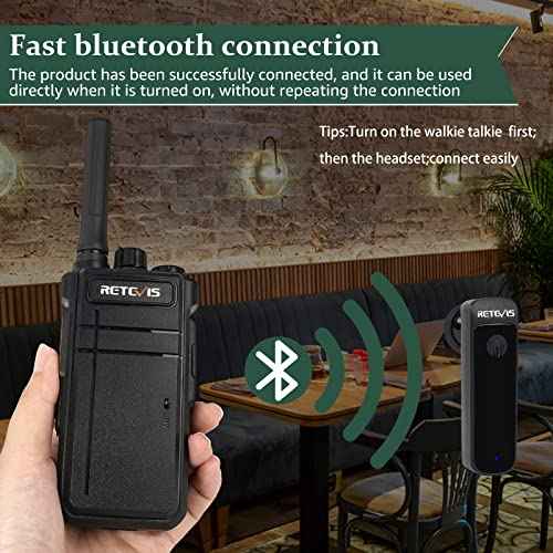 Retevis RB37 Bluetooth Walkie Talkies,Bluetooth Two Way Radio New Version,2000 mAh&120h Standby Long Battery Life,Wireless Earpiece,Flashlight,VOX,Type-C,2 Way Radio for Church Hospital Family(2Pack)