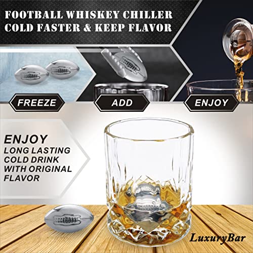 Football Whiskey Decanter Set with Glasses Spout Football Chiller,47oz Whiskey Decanter Sets for Men,Tequila Liquor Decant...