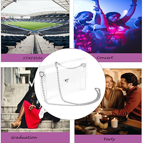 JOMPARO Clear Purses for Women Stadium Events Clear Crossbody Bag with Metal Chain
