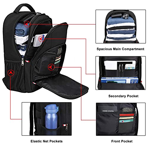 Della Gao Travel Laptop Backpack, Black Backpack for Men and Women with USB Slit Business Computer Back Pack (Black, 15.6 ...