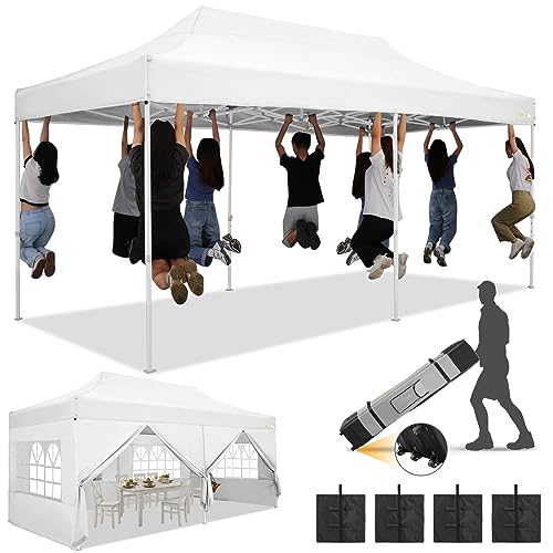 HOTEEL 10x20 Heavy Duty Pop Up Canopy Tent with Sidewalls, Commercial Outdoor Canopy Tents for Parties Event Wedding with ...