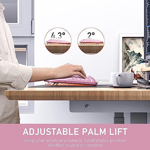 MEETION Ergonomic Keyboard Wireless, Split Curved Keyboard with Cushioned Wrist Palm Rest, Natural Typing Full Size with U...