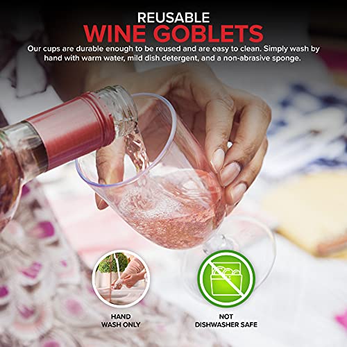 Stock Your Home 5 oz Clear Plastic Wine Glass (80 Pack) - BPA Free & Recyclable - Shatterproof Wine Goblet - Disposable & ...