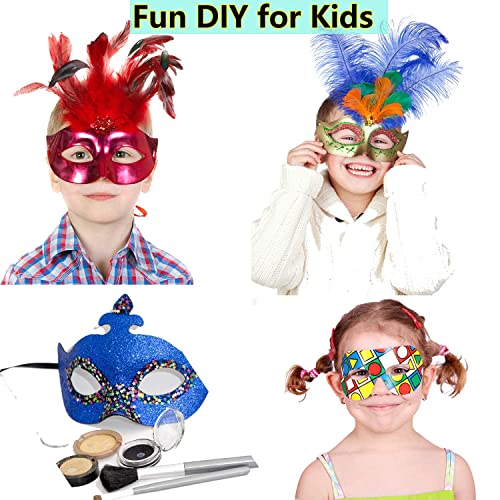 Timtop 14 PCS DIY White Masks Paper Half Face Masquerade Masks Craft Mardi Gras Mask Paintable Blank Halloween Party Mask