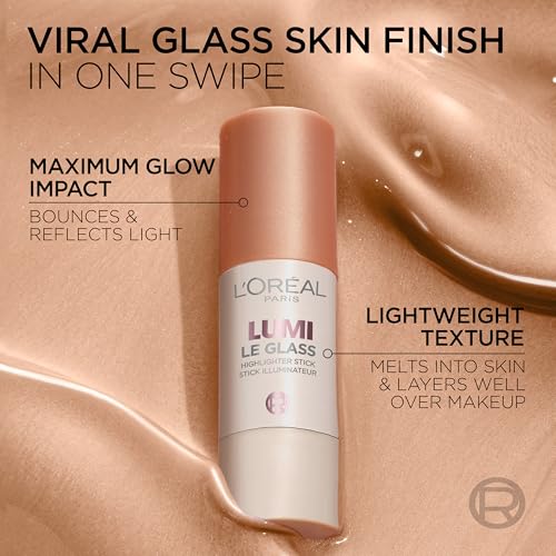 L'Oreal Paris True Match Lumi Le Glass Highlighter Stick, Reflective, Translucent, Glassy Highlighter for Face and Body, 6...