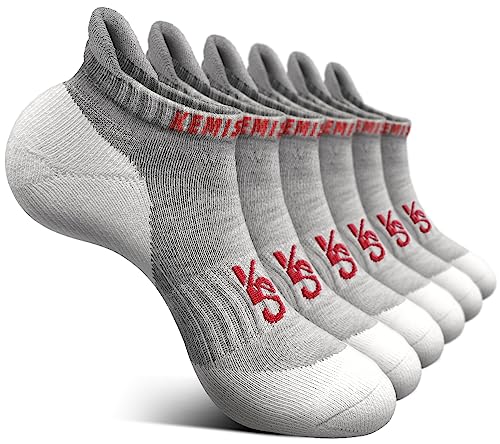 Mens Socks 6 Pairs-Athletic Ankle Socks Cushioned No Show For Men Running-Arch Compression Support
