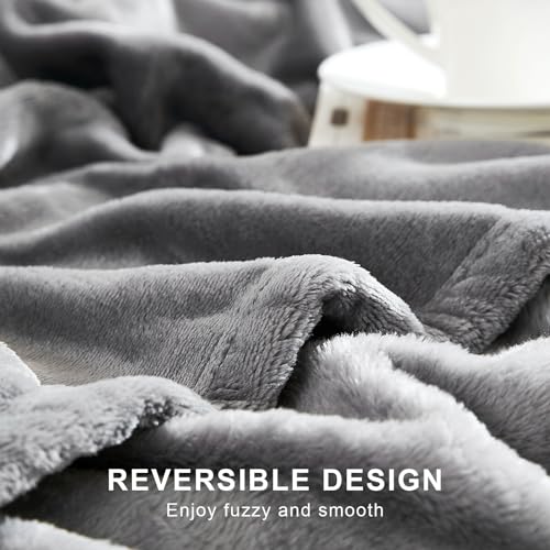 Hansleep Fleece Blanket Twin Size Grey, Soft Cozy Twin Blanket, Fuzzy Flannel Blanket for Bed, Sofa, Couch, Travel, Campin...