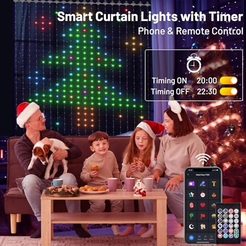 400 LED Smart Curtain Lights, Colorful Wall Backdrop Lights, Dynamic DIY Curtain Fairy Lights with APP & Remote Control fo...