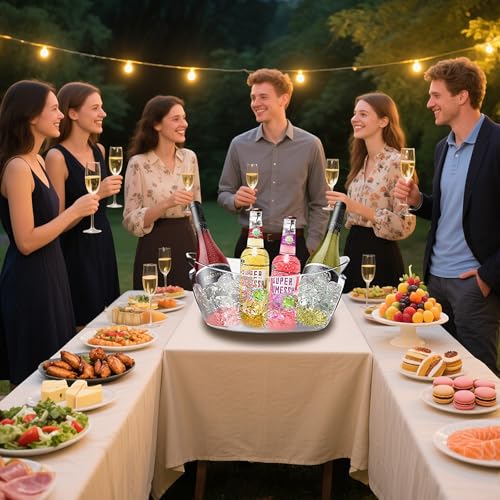 Ice Buckets for Parties,Ice Bucket Bowls of 2pcs with Scoops(2pcs)&Metal Wine Bottle Opener&Ice Clip(2pcs),5.5L Large Clea...