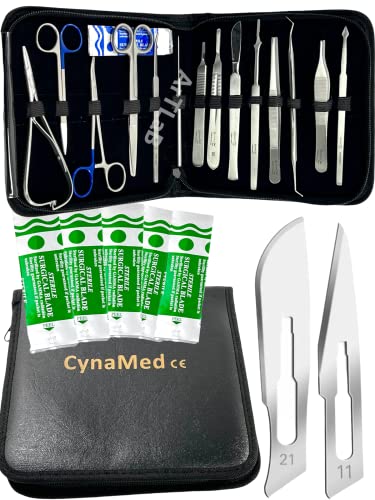 New Premium Stainless Steel Biology Lab/Anatomy/Medical Student Dissection Kit Set - Scalpel Knife Handle,Blades, Forceps,...