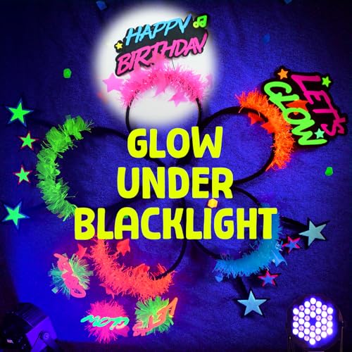Mega-L 10 Pcs Glow in The Dark Headband, Glow in The Dark Party Supplies, Neon Fluorescent Blacklight Headband Headwear Pa...