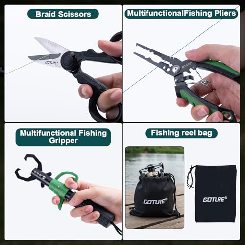 Goture Fishing Rod and Reel Combo - Green Telescoping Fishing Pole Portable Travel Kit with Carrier Bag for Freshwater Sal...
