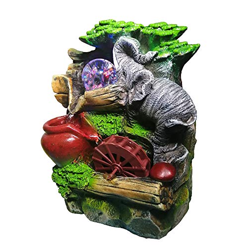WAWLIVING Tabletop Fountain Indoor Small Rockery Desktop Mountain Cascading Waterfalls with Rolling Ball Waterwheel for Gi...