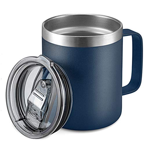 ALOUFEA 12oz Stainless Steel Insulated Coffee Mug with Handle, Double Wall Vacuum Travel Mug, Tumbler Cup with Sliding Li...