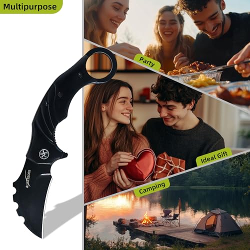 ALBATROSS Tactical Raptor Claw Knife - Premium D2 Steel with Wood & Aluminum Splice Handle | EDC Folding Pocket Knife for ...
