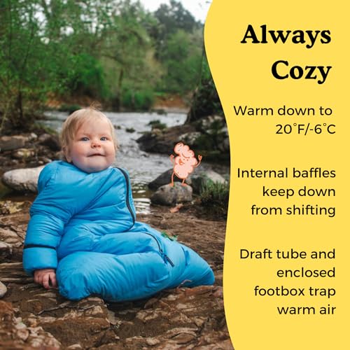 Little Mo 20 Down Baby Sleeping Bag (6-24 Months) The Warmest, Safest Ultralight Down Camping Sleeping Bag for Babies and ...