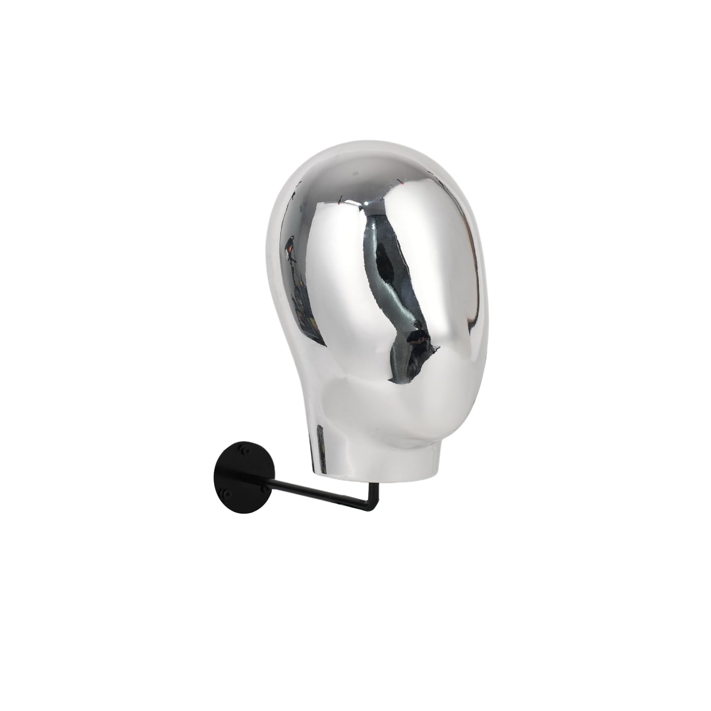 Silver Wall Mounted Mannequin Head for Wig and Hat Display
