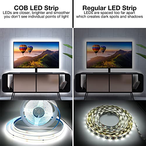 DAYBETTER COB LED Strip, 16.4 ft White LED Strip Lights, Dimmable LED Light Strip 6500K Bright Daylight White, 24V, 1600LE...