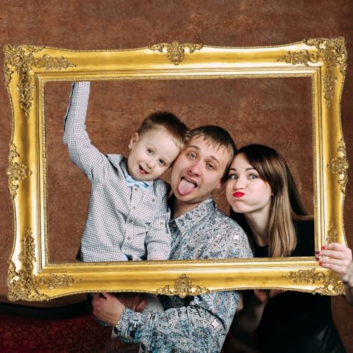 Large Photo Booth Props 32 x 24 Inch Gold Picture Selfie Frame Vintage Photo Frame Creative Friends Party Photo Props Acce...