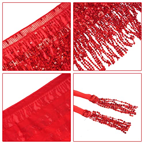 Belly Dance Hip Scarf Sequin Tassel Skirt Wrap Sparkly Rave Costume for Women