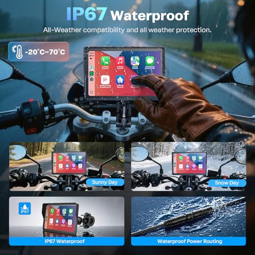 WonVon 5 Inch Motorcycle Carplay GPS Navigation System with Apple Carplay and Android Auto Portable Screen with Dual Bluet...