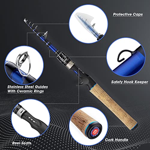 EOW Telescopic Spinning Rod 1pc of 7' & Xpedite Pro Telescopic Casting Rod 1pc of 7', 24T Carbon Blanks & Solid Carbon Ti...