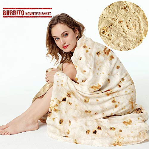 LetsFunny Burrito Tortilla Throw Blankets for Adults Teen Kids, Double Sided Tortilla Taco Wrap Blankets, Novelty Realisti...
