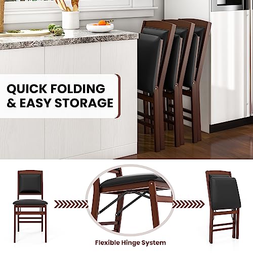 Giantex Folding Dining Chairs Set of 2, Foldable Wood Kitchen Chairs with Padded Seat, Solid Wood Frame, Max Load 400 Lbs,...