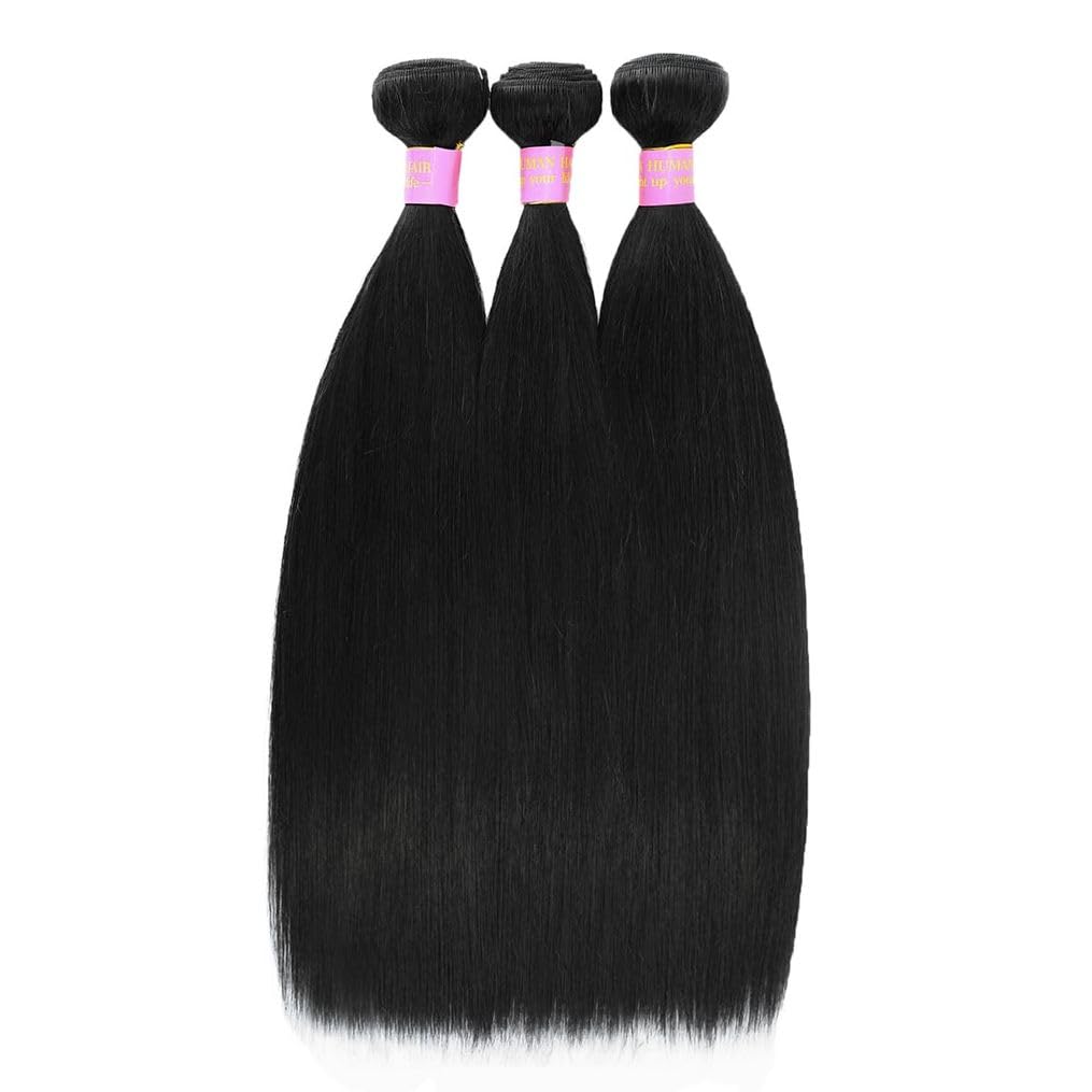 28 30 32 Inch 3 Bundles Human Hair Straight 12A 100% Unprocessed Brazilian Virgin Human Hair Bundlles Straight Natural Black, Tr