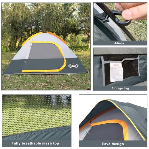Camping Tent 4 Person, Waterproof Windproof Tent with Rainfly Easy Set up-Portable Dome Tents for Camping