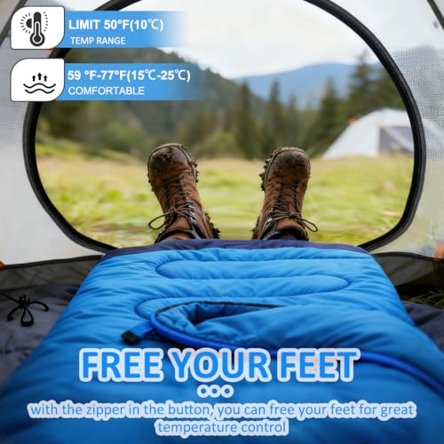 oaskys Camping Sleeping Bag - 3 Season Warm & Cool Weather - Summer Spring Fall Lightweight Waterproof for Adults Kids - C...