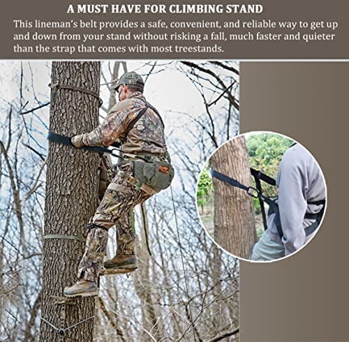 Huntury Linemans Belt For Hunting, Tree Climbing Strap, Adjust Length With One Hand, Lineman's Tether For Set Up Climbing ...