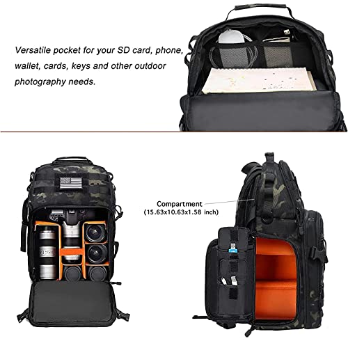MOSISO Camera Backpack, DSLR/SLR/Mirrorless Photography Tactical Camera Bag Case with Tripod Holder & 15-16 inch Laptop Co...