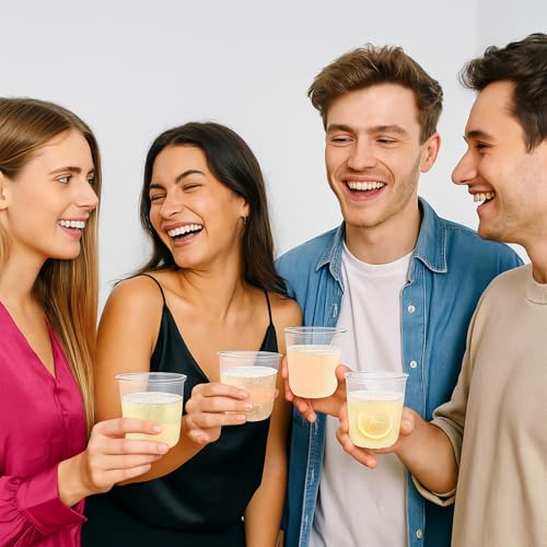 Limbeuuu 100 Pcs Plastic Stemless Wine Glasses Disposable Plastic Wine Glasses for Parties Weddings Birthdays Cocktail (Cl...