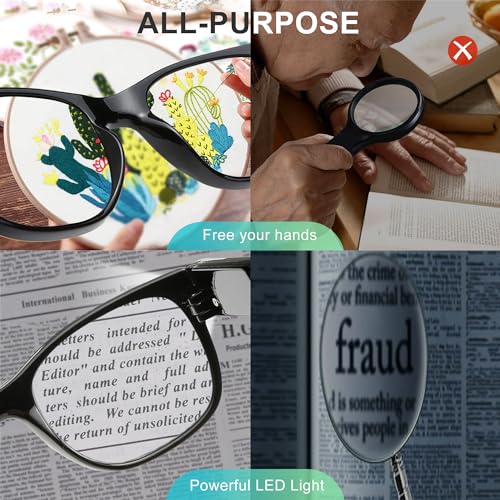 SKYWAY Reading Glasses Lighted Rechargeable Bright LED Readers with Lights Eyewear Clear Vision Unisex