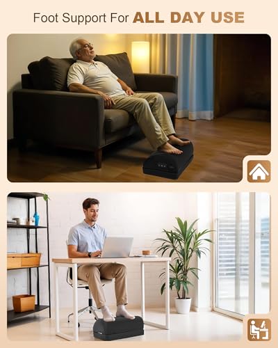 Foot Rest for Under Desk at Work, Heated Foot Stool with Vibration Massage, Adjustable Height Memory Foam Foot Stool,2 Hea...