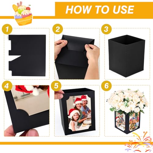 Tongnian 12 Pcs Picture Centerpieces for Table - 6 Inch Photo Display Frame & Hollow Picture Props Box for Congrats Grad D...