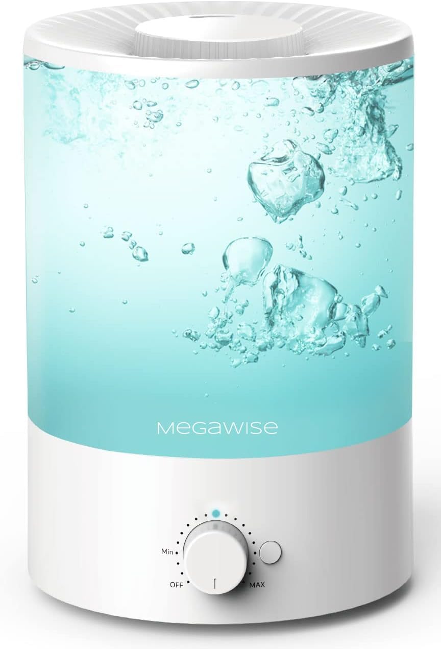 MEGAWISE 3.5L Cool Mist Humidifier - Ultra-Quiet Ultrasonic Vaporizer with Top-Fill Design, Essential Oil Diffuser, 7-Color Nigh